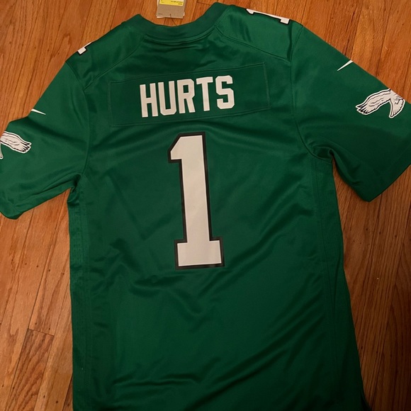 KELLY GREEN EAGLES JERSEY JALEN HURTS. SIZE ADULT SMALL. NIKE - Picture 4 of 6